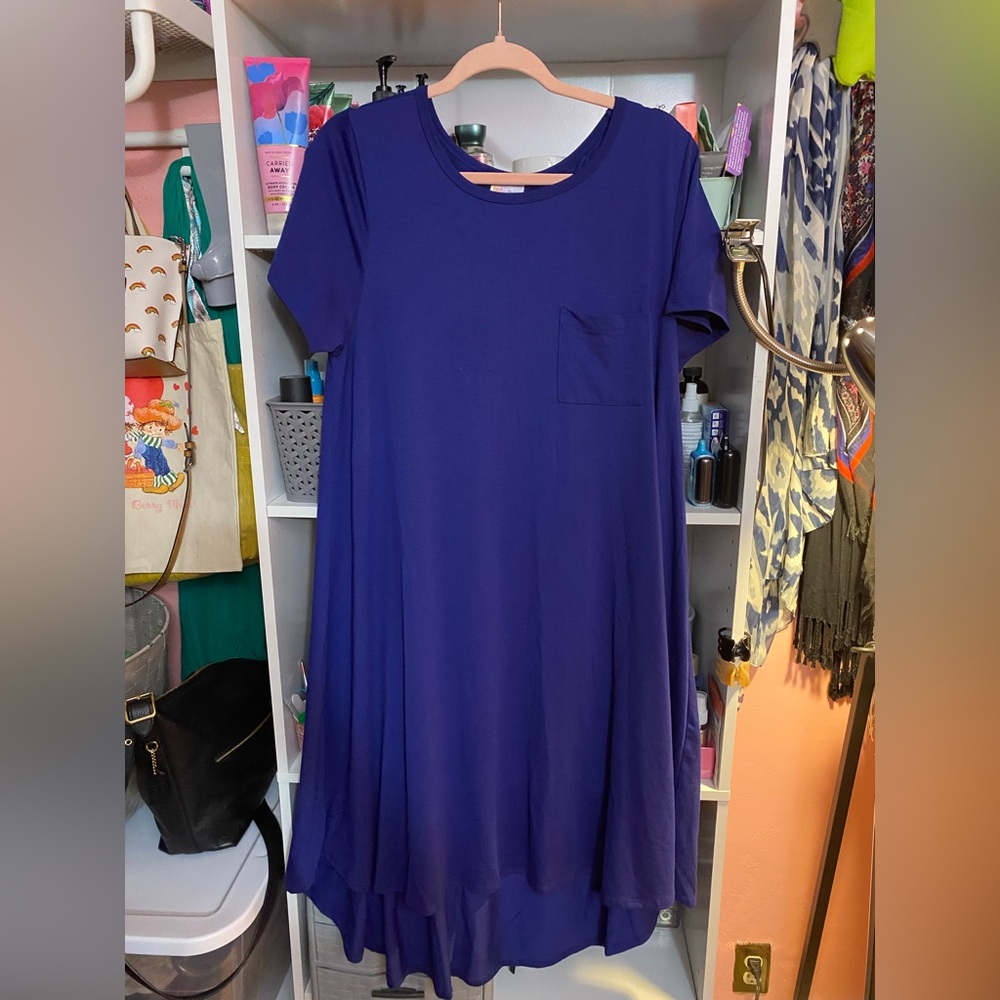 LuLaRoe Deep Blue Midi Dress high/low